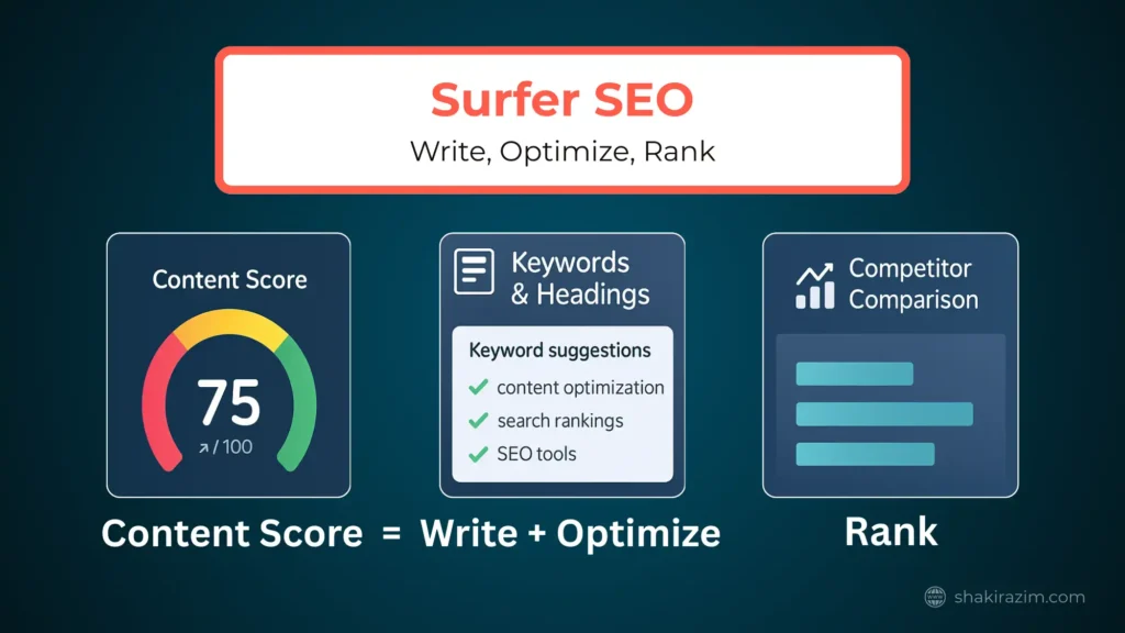 SurferSEO live content score and keyword suggestions for SEO optimization