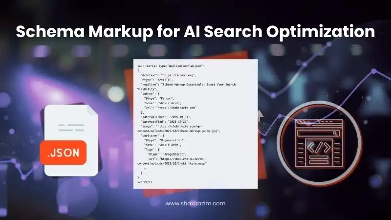 JSON-LD schema markup code example for AI search optimization showing structured data implementation