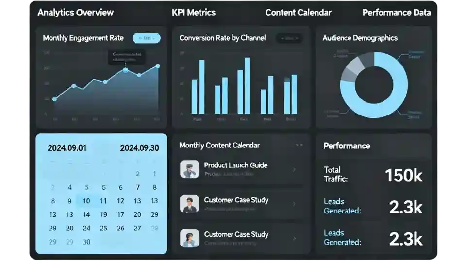 image of a successful content marketing services strategy or dashboard