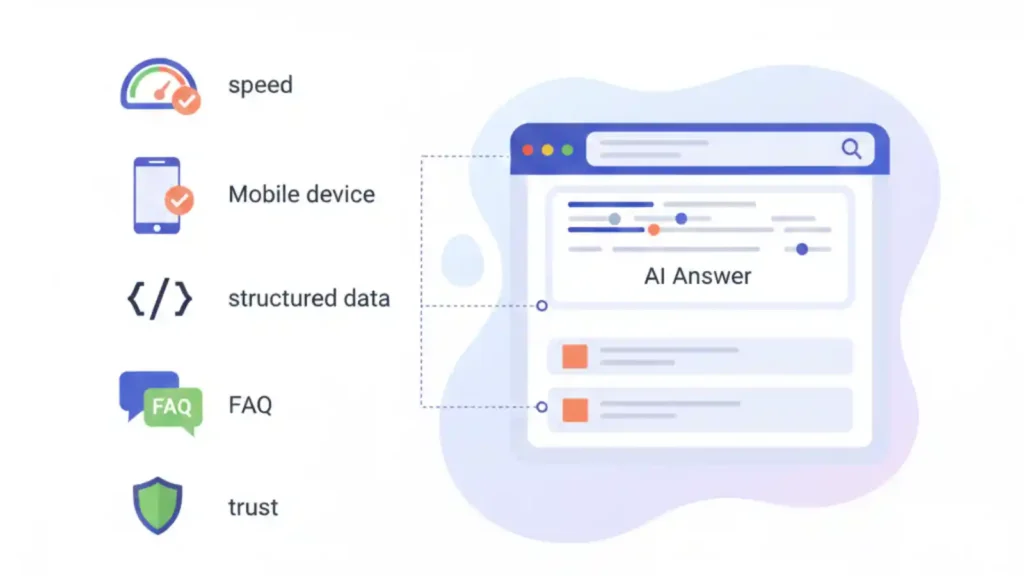 Checklist illustration for optimizing content for Google AI Overviews